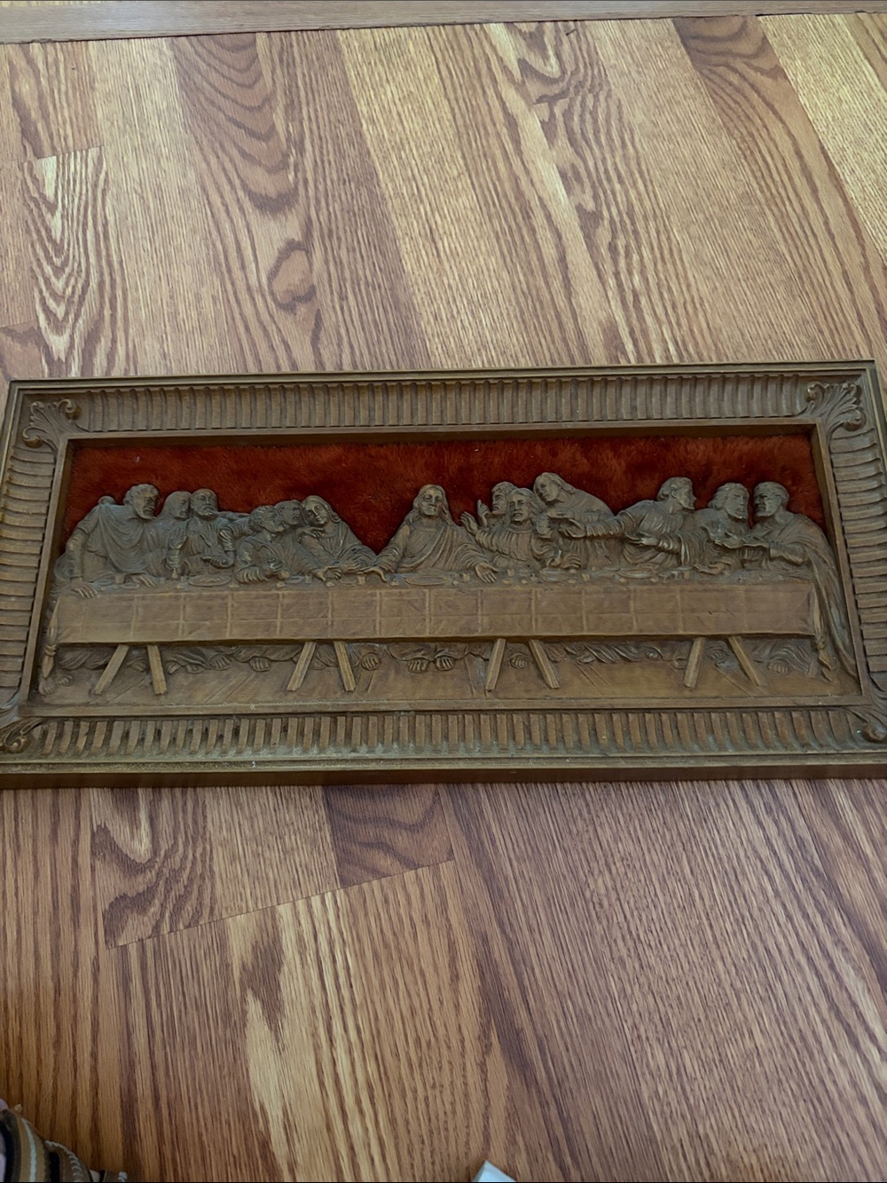 Homco Carved Last Supper Bas-Relief in Brown & Red